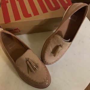 Fitflop Petrina faux pony moccasin, nude, 10, NIB